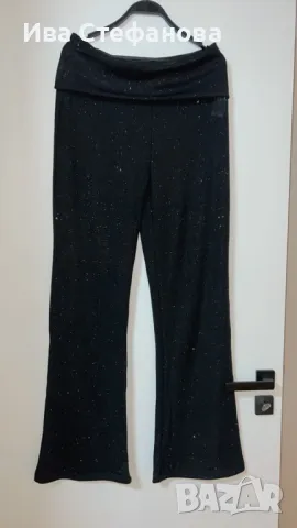 Нов черен парти официален еластичен панталон висока талия блясък ХЛ 