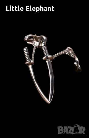 Punk Japanese stile Сребърни обеци самурайски мечове/нови