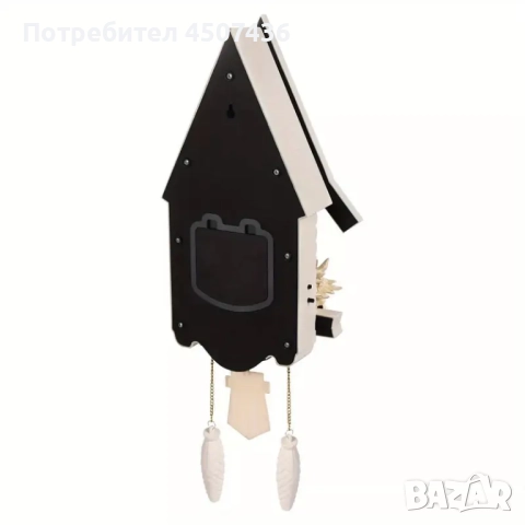 Бял стенен часовник с кукувица,форма на къща,безшумен, регулируема сила на звука, снимка 8 - Стенни часовници - 52116104