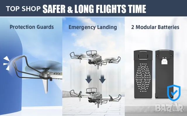 Мини дрон TOPRCBOXS S2 с 1080P HD камера и две батерии, снимка 10 - Дронове и аксесоари - 49105198