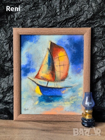 Лято, картина пастел, оригинал, снимка 4 - Картини - 53222116