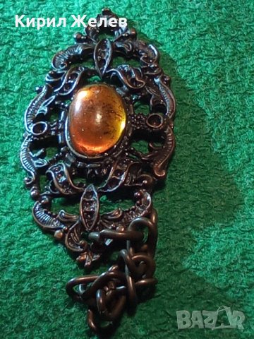 ВИНТИДЖ МЕДНА ВИСУЛКА с БАЛТИЙСКИ КЕХЛИБАР 11863, снимка 5 - Колиета, медальони, синджири - 30691332