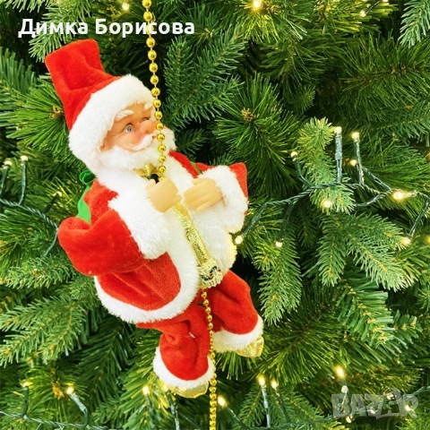 Катерещ се по мъниста Дядо Коледа.