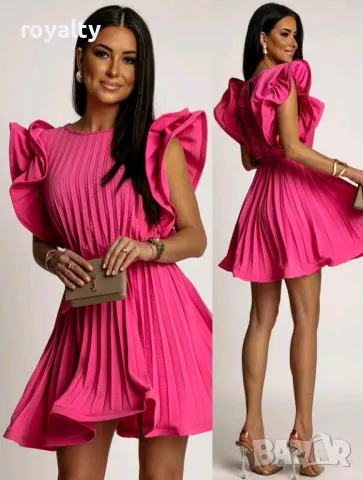 Ефектна къса цикламова дамска рокля