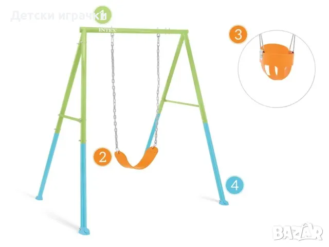 Детска градинска люлка Intex, 2в1, 170x235x200 см, безопасна, цветна, снимка 5 - Градински мебели, декорация  - 49925926