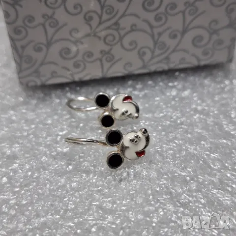 Детски Сребърни Обеци Мини Маус (проба 925)-1,73 грама, снимка 5 - Обеци - 48661016