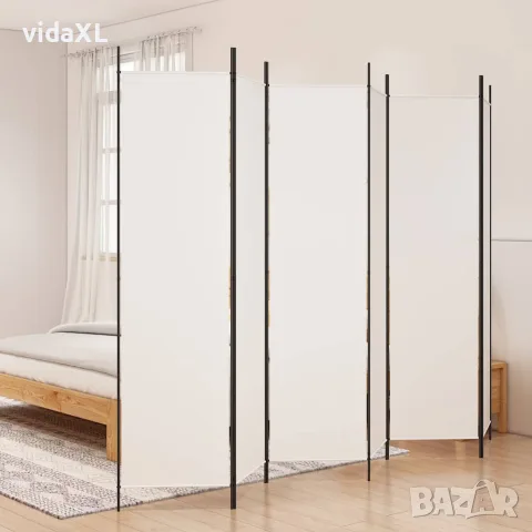 vidaXL Параван за стая, 6 панела, бял, 300x200 см, текстил, снимка 3 - Паравани - 56147260