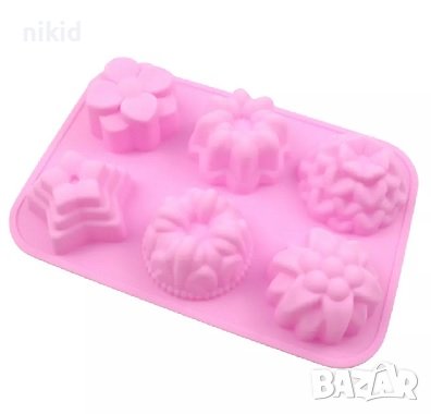 6 вида цвете цветя дълбок силиконов молд форма калъп за сапун мъфини мини кексчета шоколад гипс, снимка 2 - Форми - 39157616