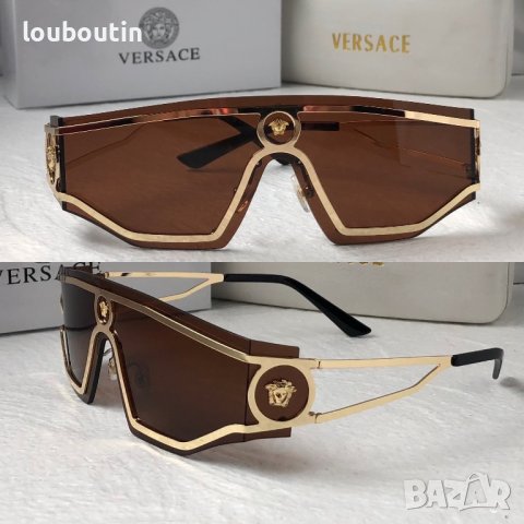 Versace 2023 дамски мъжки слънчеви очила маска черни кафяви прочрачни, снимка 1