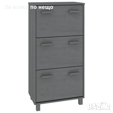 Шкаф за обувки, тъмносив, 59,5x35x117 см, бор масив