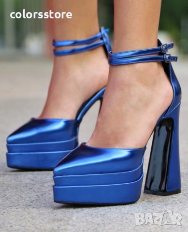 Сандали на ток - синя кожа - VTK2(3)