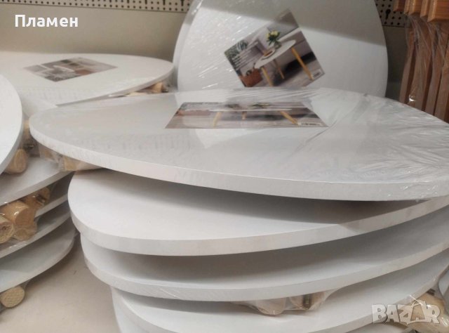 Холна, градинска, Маса МДФ Бяла Триъгълник 38х38х39 и 48x48x46см, снимка 6 - Маси - 42697972