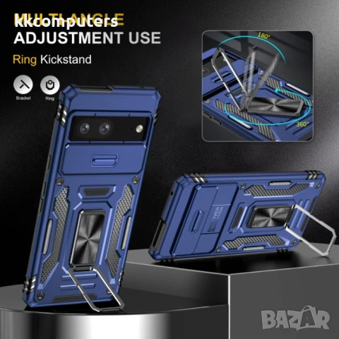 Google Pixel 9 Pro / Pixel 9 Удароустойчив Ring Holder Калъф и Протектор, снимка 2 - Калъфи, кейсове - 51122655