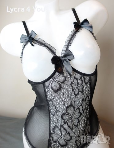 Еротично черно боди с отворен бюст и дъно прашка S/M размер, снимка 5 - Бельо - 39843002
