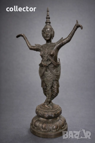Бронзова скулптура / фигура на "Апсара". №7933, снимка 2 - Антикварни и старинни предмети - 53746876
