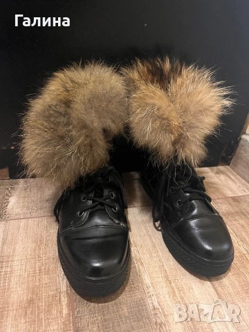 Боти естествена кожа и пух