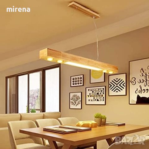 Висяща лампа Модерен LED полилей Дървена винтидж висяща лампа Индустриална Ретро