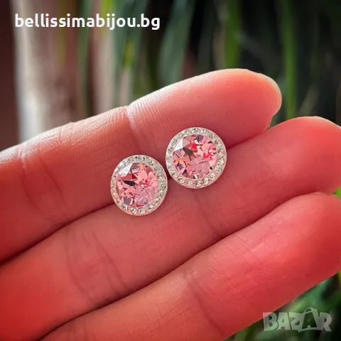 Обеци с Кристали Сваровскик/Swarovski, снимка 2 - Обеци - 48212954