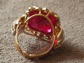 ЗЛАТЕН 18 КАРАТА с огромен РУБИН ръчен елегантен пръстен злато, снимка 10