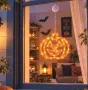 Halloween висяща тиква с 16 оранжеви LED светлини – 20x18 cm, снимка 3