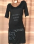 CARELL THOMAS M Черна рокля от трико и кожа с долна талия , снимка 1 - Рокли - 36060120