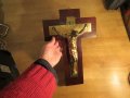 Огромен стар кръст разпятие Исус Христос 38 х 26 см -внос Израел, Йерусалим, снимка 3