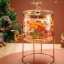 Стъклен диспенсър за напитки 2.6 L с коледен дизайн и златиста стойка, снимка 2