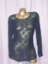  Резервирани XL Черна дантелена блуза с дълъг ръкав , снимка 1