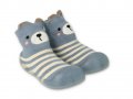Полски бебешки обувки чорапки, Сиво рае с мече, снимка 1 - Детски пантофи - 38650887