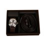 Подаръчен комплект Колан в черен цвят заедно с часовник кафяв/черен, снимка 1 - Подаръци за мъже - 44326993