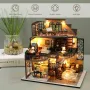 Нов Миниатюрен DIY комплект къща с мебели и LED за декорация подарък, снимка 7