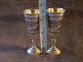 Сребърни сребро с позлата и ниело чифт руски кавказки чашки чаша, снимка 7