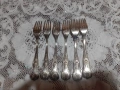 Стари антикварни посребрени прибори вилици 6 бр. маркирани, снимка 5