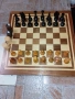  Шах-табла 34/34 с дървени фигури и  пулове, снимка 1