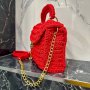 Дамска ръчно плетена модерна червена чанта, снимка 2