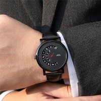 YOLAKO кварцов часовник,нов иновативен дизайн циферблат,кожена каишка , снимка 4 - Мъжки - 40954918