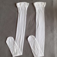 Дамски бели чорапи за жартиери с ръб , снимка 1 - Бельо - 42158331