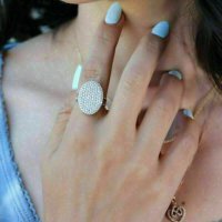 Дамски пръстен с бели циркони, снимка 3 - Пръстени - 41875366