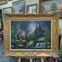 Прекрасна много красива антикварна белгийска картина масло върху платно , снимка 1 - Картини - 44253844