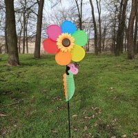3609 Вятърна въртележка за градина Голямо цвете с гъсеница, снимка 1 - Декорация за дома - 39780052