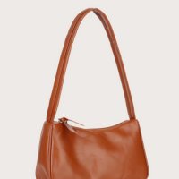 Кожена малка дамска чанта за рамо в кафяв цвят, снимка 2 - Чанти - 41771597