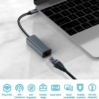 USB Type-C (Thunderbolt 3) към RJ45 Gigabit Ethernet LAN, Realtek RTL8153, снимка 4 - Мрежови адаптери - 40213938