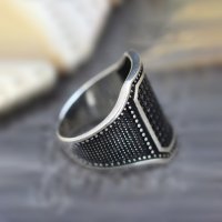 Мъжки пръстен с черни циркони, посребрен, снимка 2 - Пръстени - 38794261