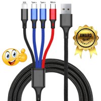 4 в 1 USB кабел за бързо зареждане за iPhone 13 12 14 Pro Max Mini Multi Plug зарядно устройство за , снимка 1 - USB кабели - 41043006