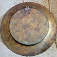 Стара арабска месингова чиния за стена, снимка 2 - Антикварни и старинни предмети - 44363709