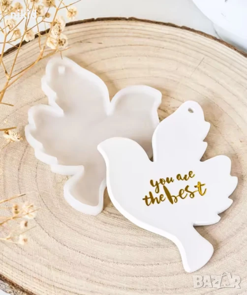 плосък гълъб плитък силиконов молд форма фондан шоколад смола висулка декор украса, снимка 1