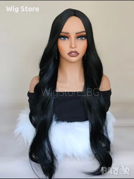 Дълга черна перука без бретон, снимка 1
