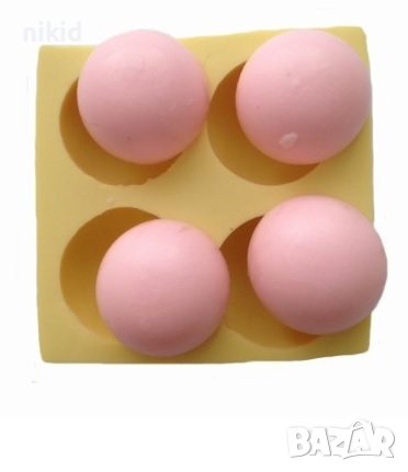 4 полу кръг полусфери  топки силиконов молд форма калъп шоклад гипс фондан декор, снимка 1