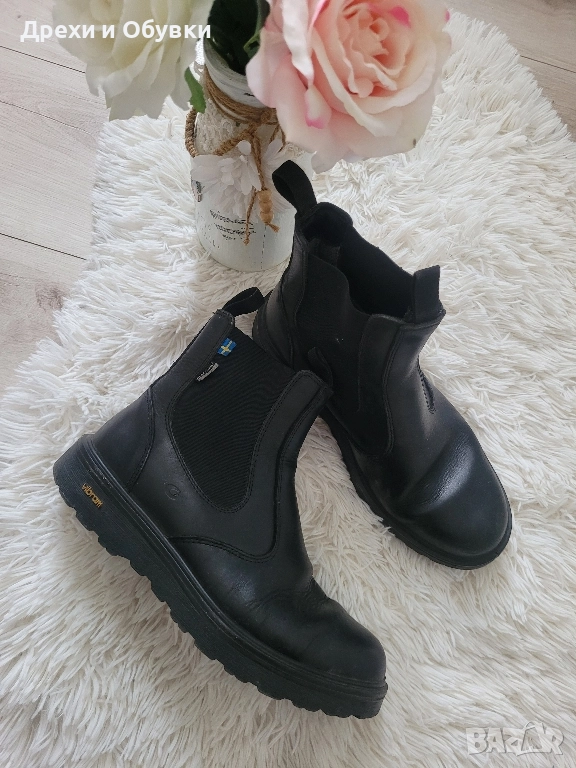 Черни боти ЕСТЕСТВЕНА кожа , снимка 1