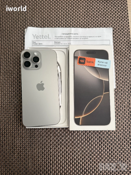 36М ГАРАНЦИЯ❗️100% Бат.❗️iPhone 16 Pro MAX❗️ Лизинг от 76лв/м Natural Titanium 256GB❗️, снимка 1